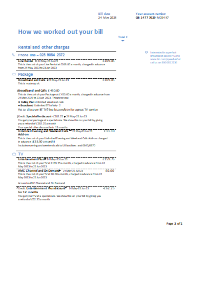 BT utility business bill, page 2 SCR PSD template